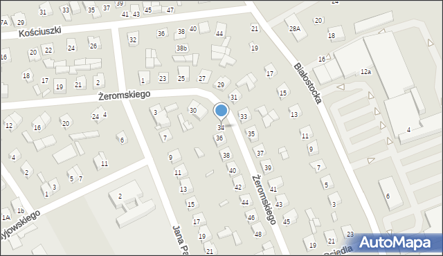 Wysokie Mazowieckie, Żeromskiego Stefana, 34, mapa Wysokie Mazowieckie
