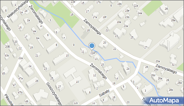 Zakopane, Żeromskiego Stefana, 11A, mapa Zakopanego