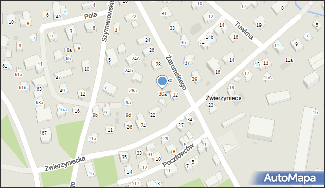 Zakopane, Żeromskiego Stefana, 30a, mapa Zakopanego