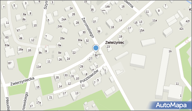 Zakopane, Żeromskiego Stefana, 34, mapa Zakopanego