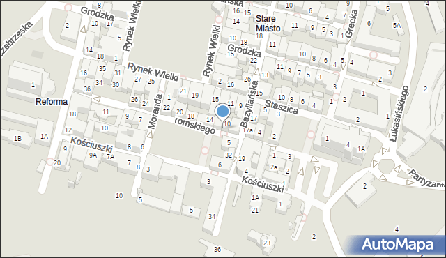 Zamość, Żeromskiego Stefana, 10-12, mapa Zamościa