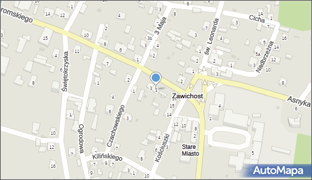 Zawichost, Żeromskiego Stefana, 1, mapa Zawichost