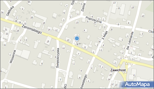 Zawichost, Żeromskiego Stefana, 8, mapa Zawichost