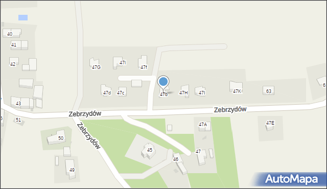 Zebrzydów, Zebrzydów, 47b, mapa Zebrzydów