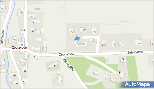 Zebrzydów, Zebrzydów, 47d, mapa Zebrzydów