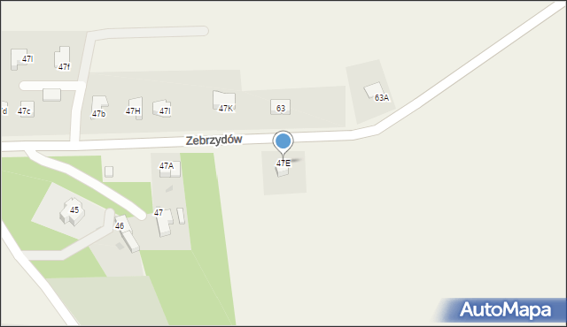 Zebrzydów, Zebrzydów, 47E, mapa Zebrzydów