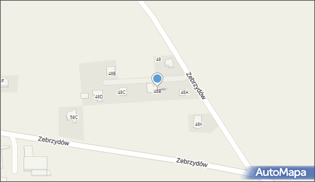 Zebrzydów, Zebrzydów, 48B, mapa Zebrzydów