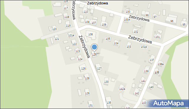 Zebrzydowa, Zebrzydowa, 125, mapa Zebrzydowa