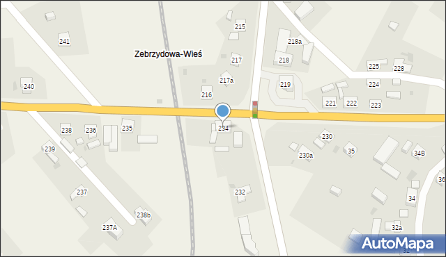 Zebrzydowa, Zebrzydowa, 234, mapa Zebrzydowa