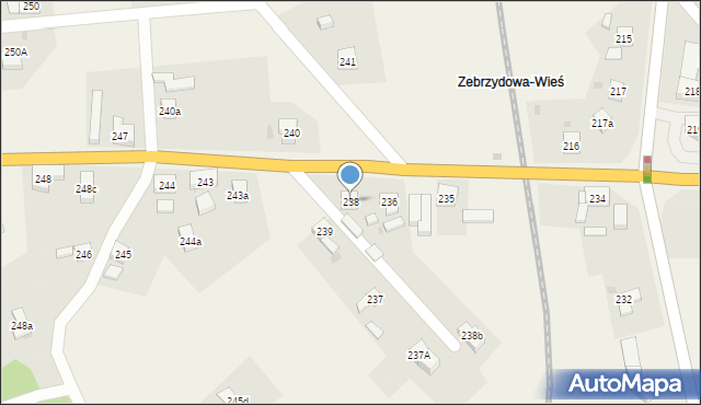 Zebrzydowa, Zebrzydowa, 238, mapa Zebrzydowa