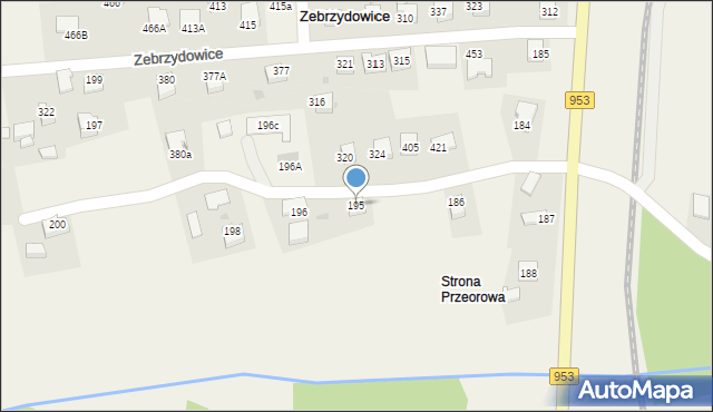 Zebrzydowice, Zebrzydowice, 195, mapa Zebrzydowice