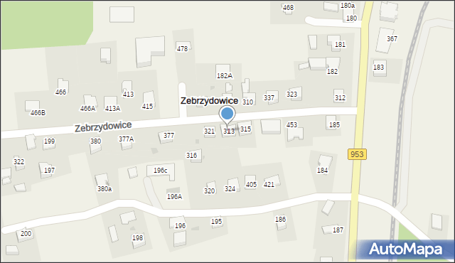 Zebrzydowice, Zebrzydowice, 313, mapa Zebrzydowice