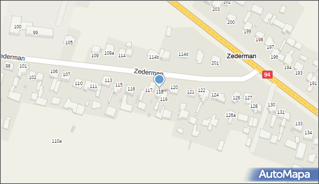 Zederman, Zederman, 118, mapa Zederman