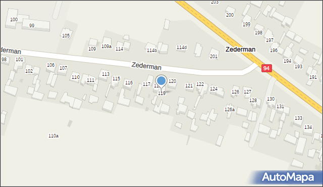 Zederman, Zederman, 119, mapa Zederman