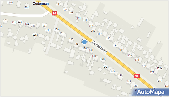 Zederman, Zederman, 136, mapa Zederman