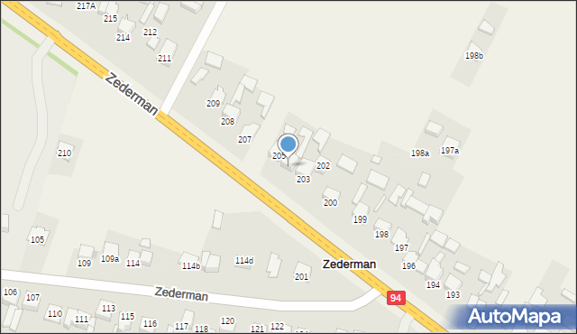 Zederman, Zederman, 204, mapa Zederman