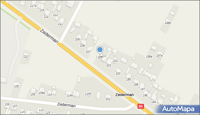 Zederman, Zederman, 205, mapa Zederman