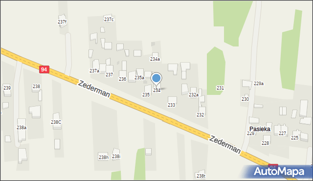 Zederman, Zederman, 234, mapa Zederman