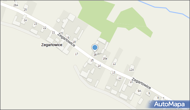 Zegartowice, Zegartowice, 16, mapa Zegartowice