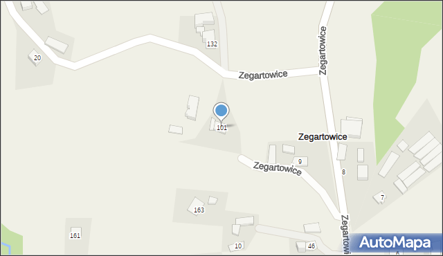 Zegartowice, Zegartowice, 101, mapa Zegartowice