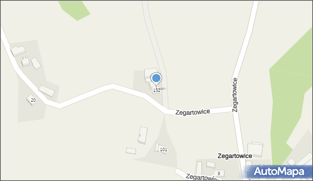 Zegartowice, Zegartowice, 132, mapa Zegartowice