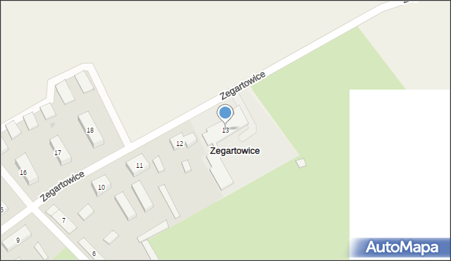 Zegartowice, Zegartowice, 13, mapa Zegartowice