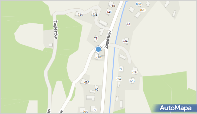 Żegiestów, Żegiestów, 71A, mapa Żegiestów