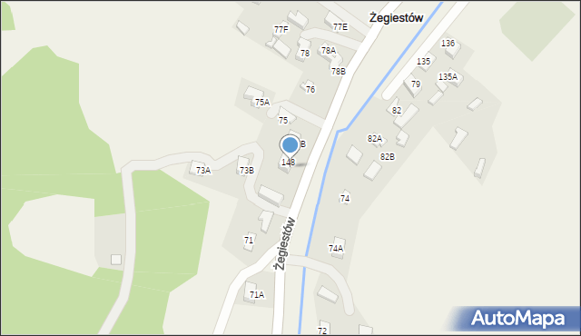 Żegiestów, Żegiestów, 73, mapa Żegiestów