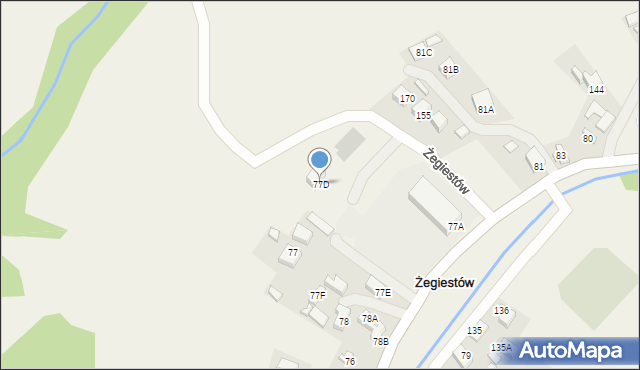 Żegiestów, Żegiestów, 77D, mapa Żegiestów