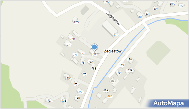 Żegiestów, Żegiestów, 77E, mapa Żegiestów