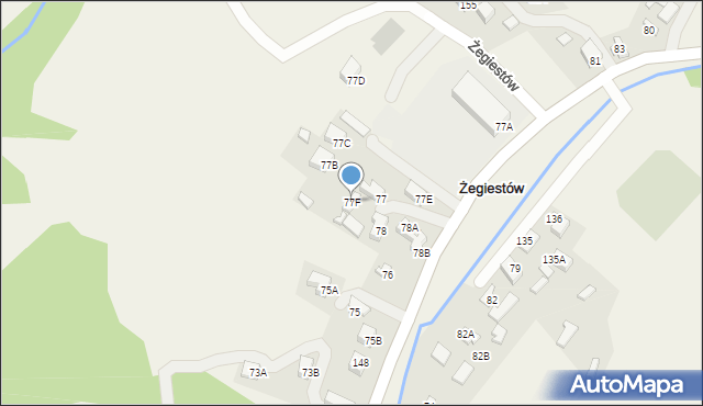 Żegiestów, Żegiestów, 77F, mapa Żegiestów