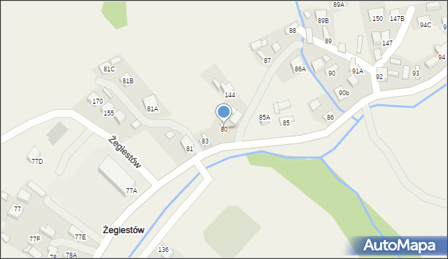 Żegiestów, Żegiestów, 80, mapa Żegiestów