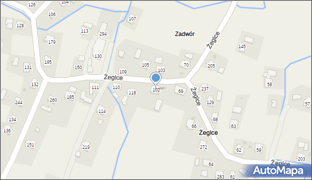 Żeglce, Żeglce, 102, mapa Żeglce