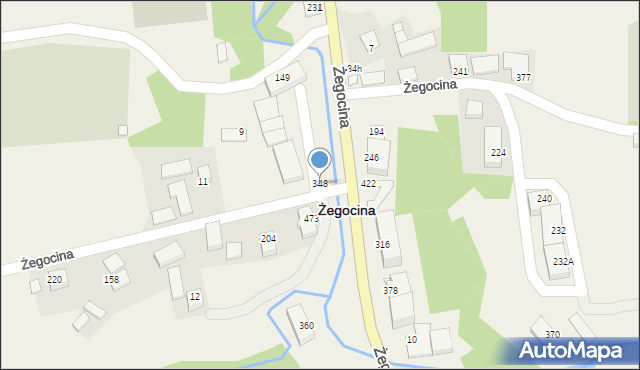 Żegocina, Żegocina, 348, mapa Żegocina