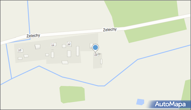 Żelechy, Żelechy, 13, mapa Żelechy