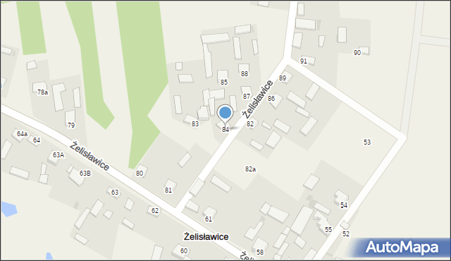 Żelisławice, Żelisławice, 84, mapa Żelisławice