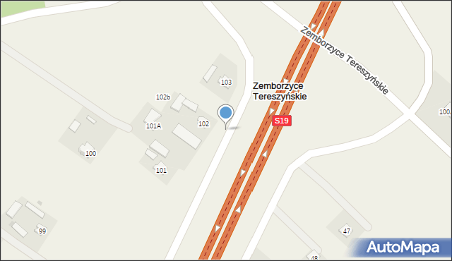 Zemborzyce Tereszyńskie, Zemborzyce Tereszyńskie, 102A, mapa Zemborzyce Tereszyńskie