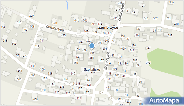 Zembrzyce, Zembrzyce, 156, mapa Zembrzyce