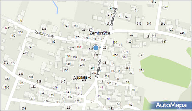 Zembrzyce, Zembrzyce, 158, mapa Zembrzyce