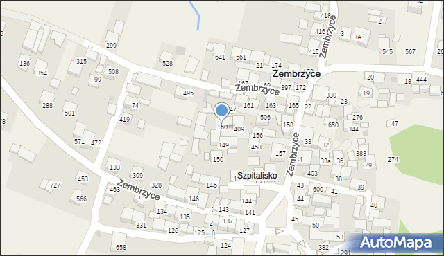 Zembrzyce, Zembrzyce, 160, mapa Zembrzyce
