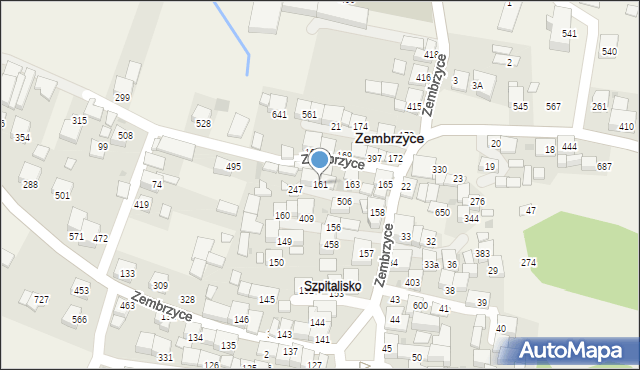 Zembrzyce, Zembrzyce, 161, mapa Zembrzyce