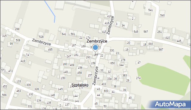 Zembrzyce, Zembrzyce, 165, mapa Zembrzyce