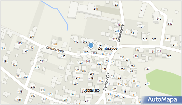 Zembrzyce, Zembrzyce, 168, mapa Zembrzyce