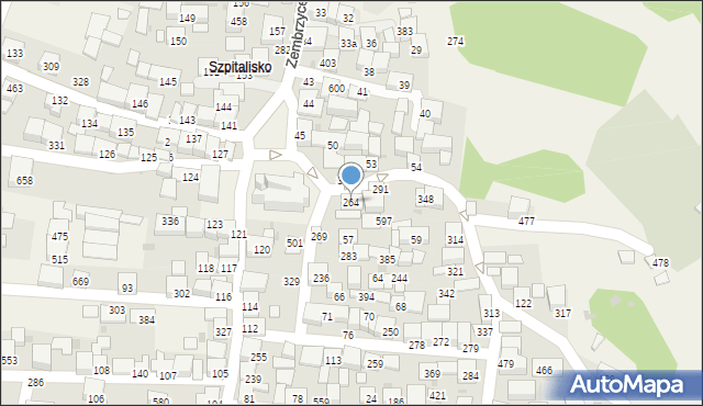 Zembrzyce, Zembrzyce, 264, mapa Zembrzyce