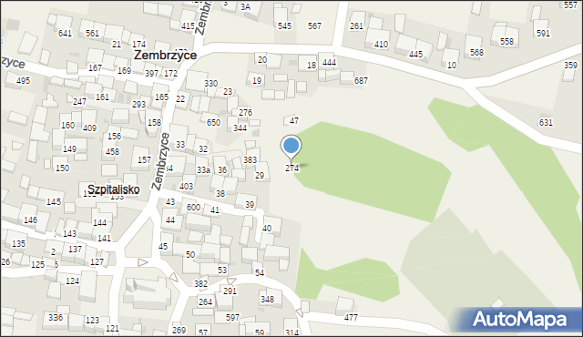 Zembrzyce, Zembrzyce, 274, mapa Zembrzyce