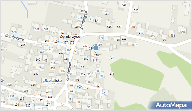 Zembrzyce, Zembrzyce, 276, mapa Zembrzyce