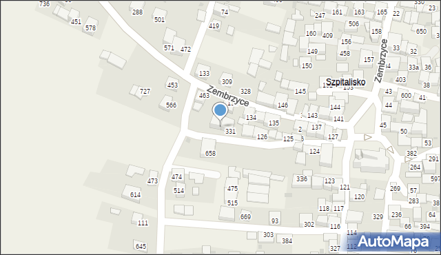 Zembrzyce, Zembrzyce, 332, mapa Zembrzyce