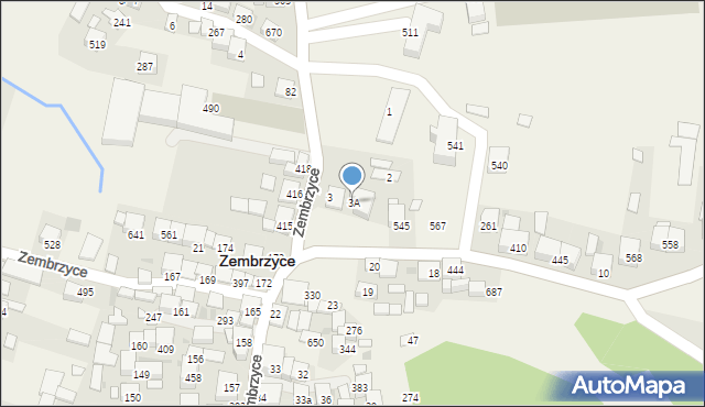 Zembrzyce, Zembrzyce, 3A, mapa Zembrzyce