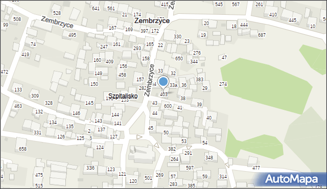 Zembrzyce, Zembrzyce, 403, mapa Zembrzyce