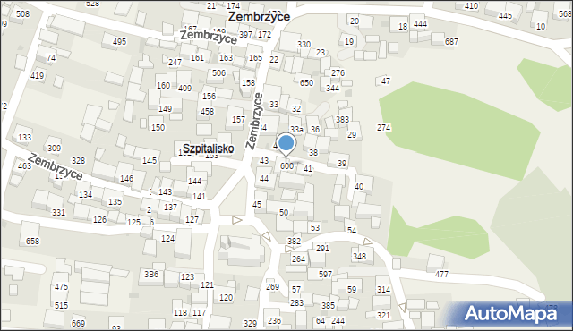 Zembrzyce, Zembrzyce, 600, mapa Zembrzyce